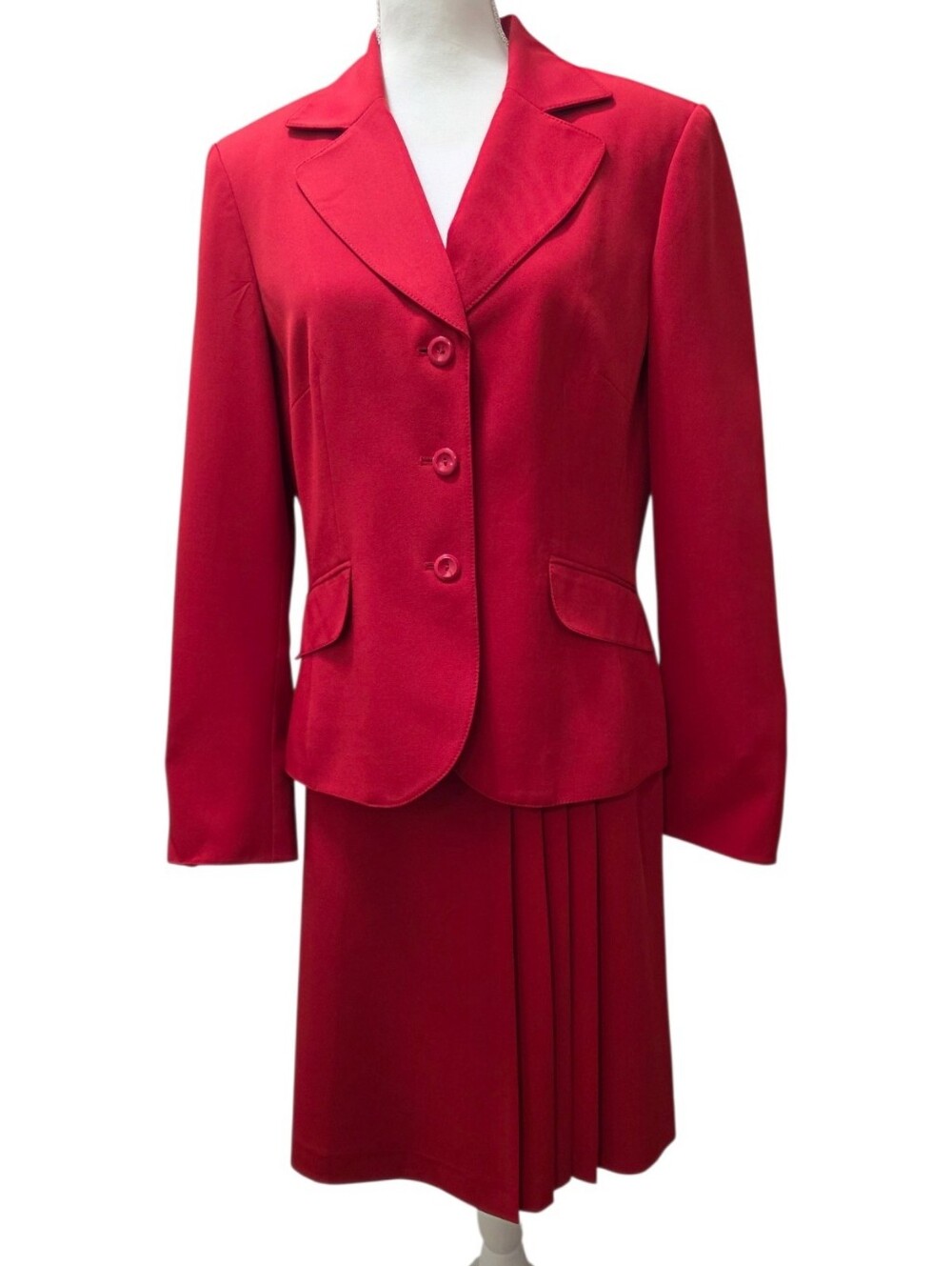NYP Suits Red 2-Piece Skirt Suit Size 12 Pleated Skirt Career Church Formal - Picture 2 of 11